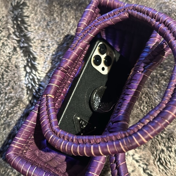 Vintage luxe Style Purple Handmade top handle Natural Woven bag - Picture 10 of 11